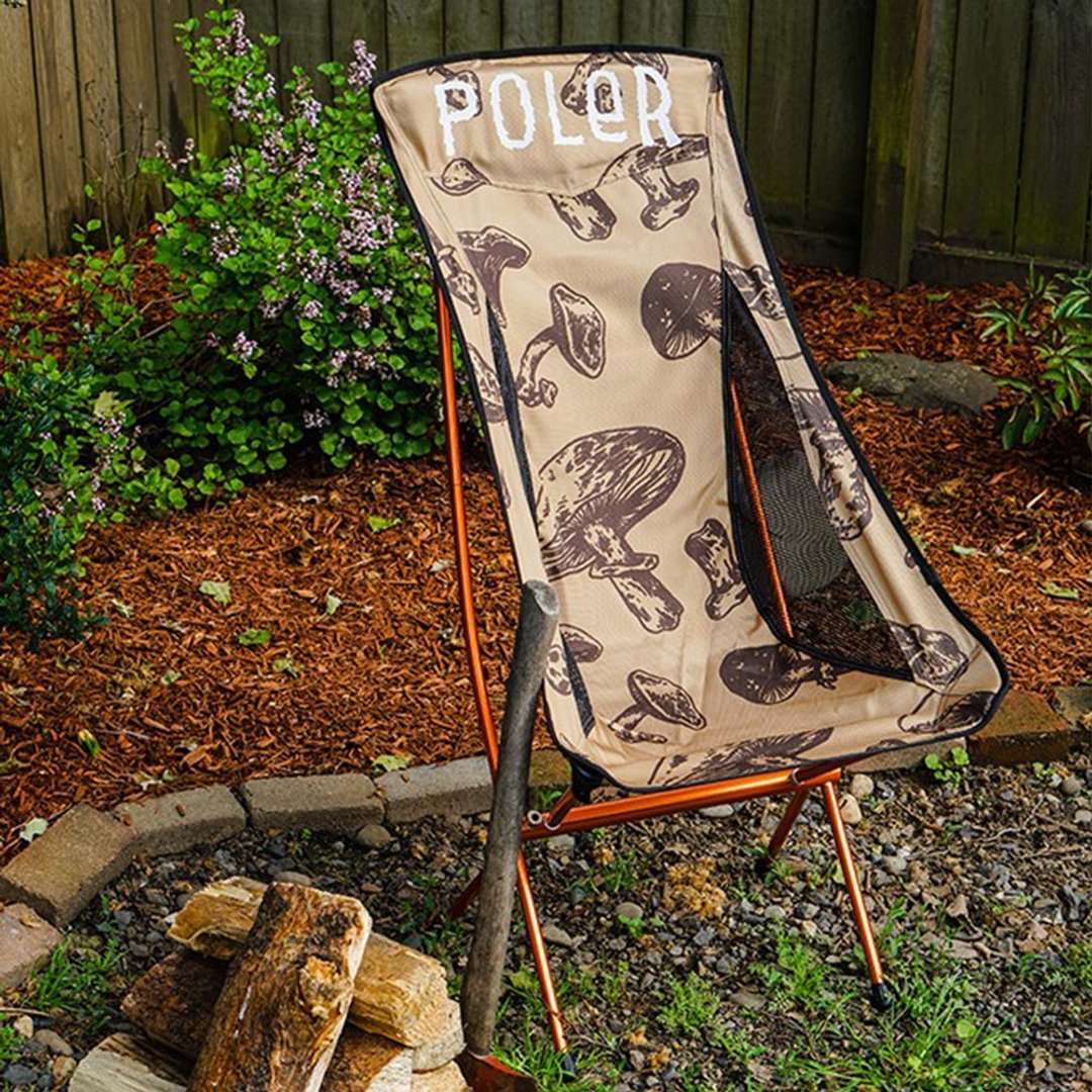 POLER STOWAWAY CHAIR 轻量收纳折叠椅 浅棕蘑菇印花 限量商品 - 露营用品 - 铝合金 卡其色