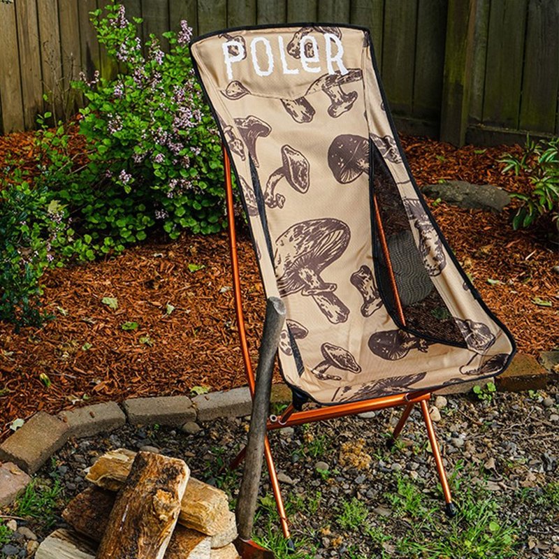POLER STOWAWAY CHAIR 轻量收纳折叠椅 浅棕蘑菇印花 限量商品 - 露营用品 - 铝合金 卡其色