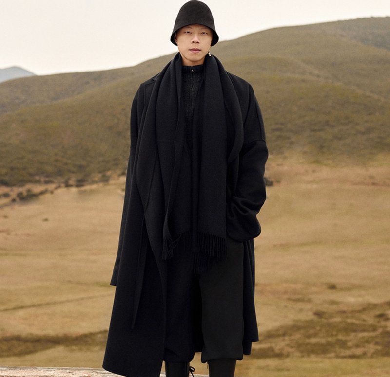 【玄烛】新中式复古藏风 双面呢羊毛藏袍 - 男装外套 - 其他材质 黑色