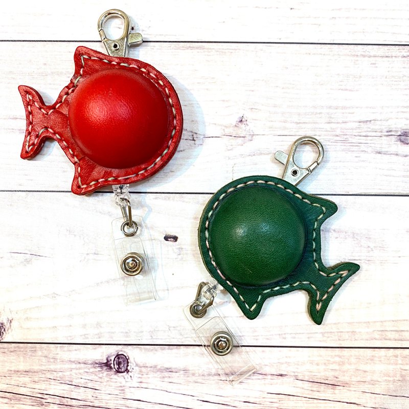 小鲸鱼植鞣牛皮胖肚肚伸缩拉拉扣 红吱吱 通勤 上班族 易拉扣 - 证件套/卡套 - 真皮 红色