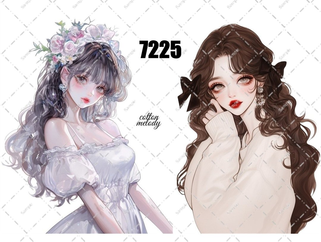 原创贴纸 no.7225 人物贴纸 原创贴纸 女孩贴纸 原创人物贴纸 - 贴纸 - 纸 
