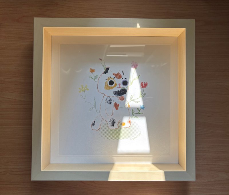 Cyndraw 猫猫等到生出花来了art print连画框 - 卡片/明信片 - 纸 白色