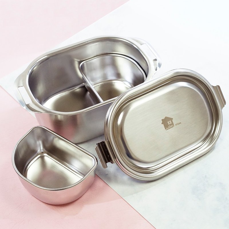【外盒】不锈钢304餐具系列-雾光2号款(约550ml) - 便当盒/饭盒 - 其他金属 银色