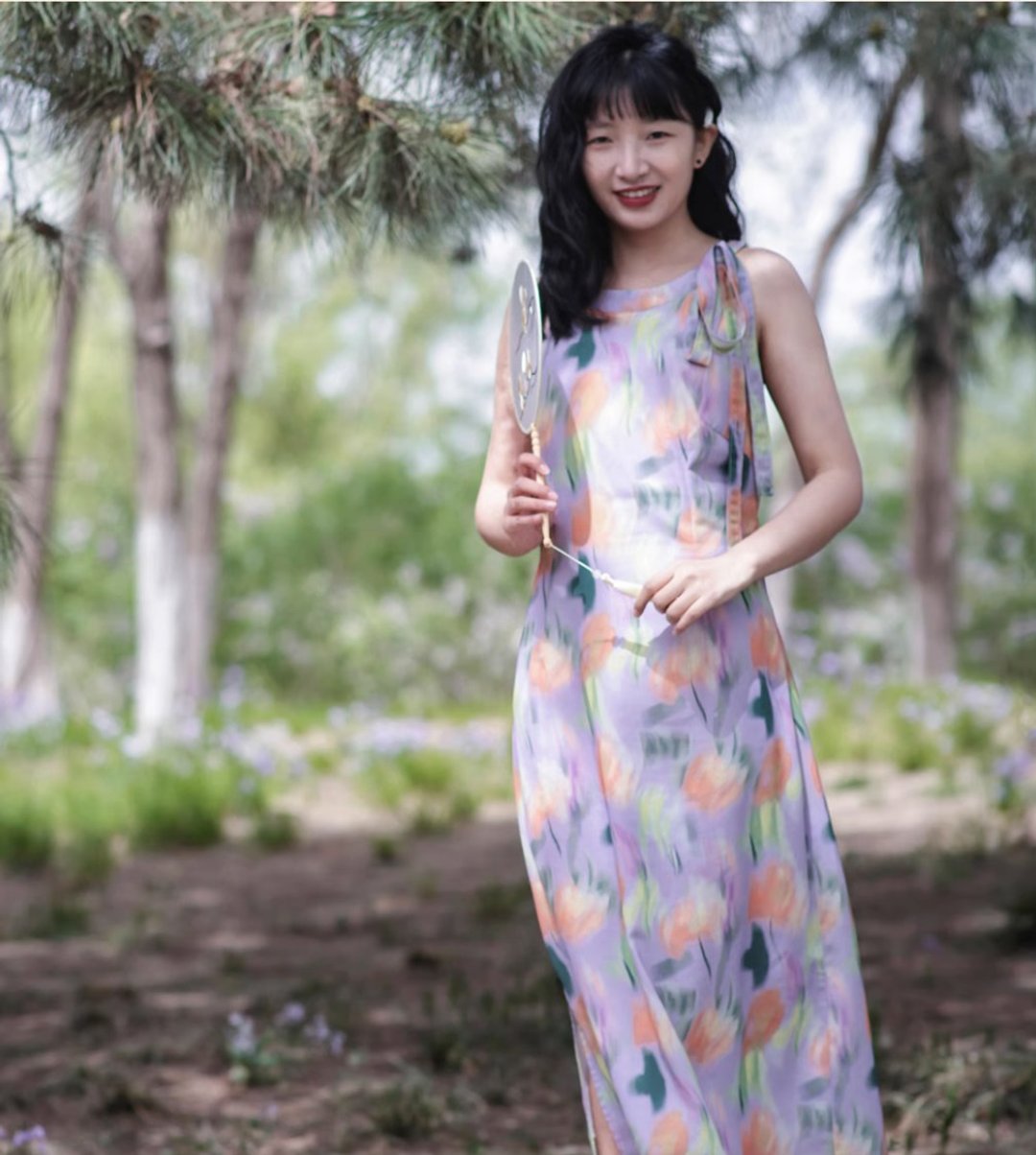 郁金香 露肩新中式旗袍 禅意长裙/连身裙/洋装 - 洋装/连衣裙 - 其他材质 紫色