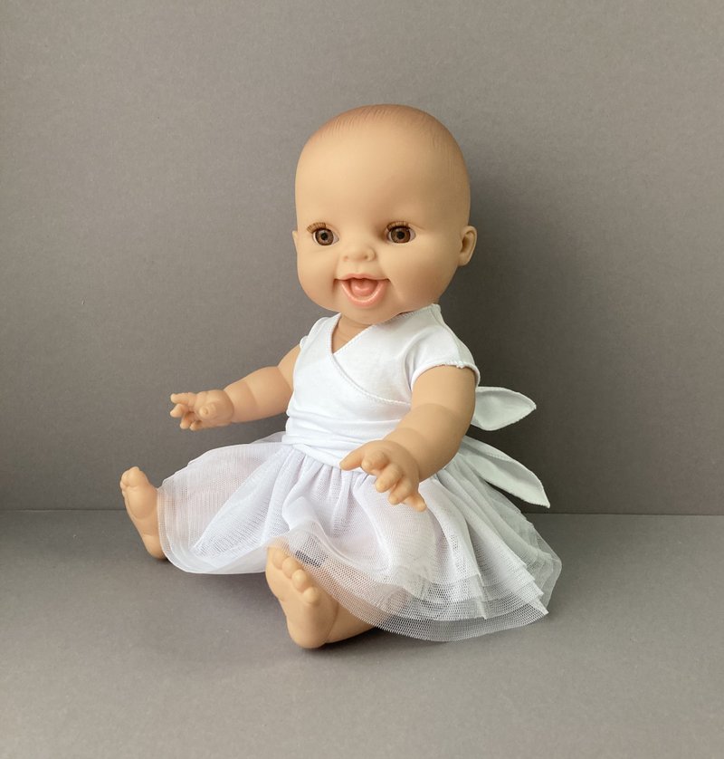 Baby doll clothes, ballerina outfit, tutu and wrap shirt for Miniland Minikane - 玩具/玩偶 - 棉．麻 白色