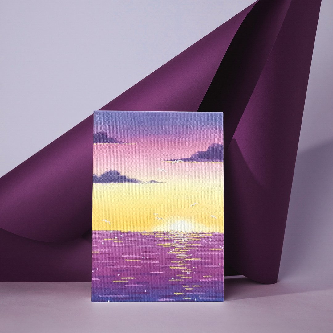 【体验】台中油画体验课程/日落余光唱的歌/台中画室 - 插画/绘画/写字 - 棉 