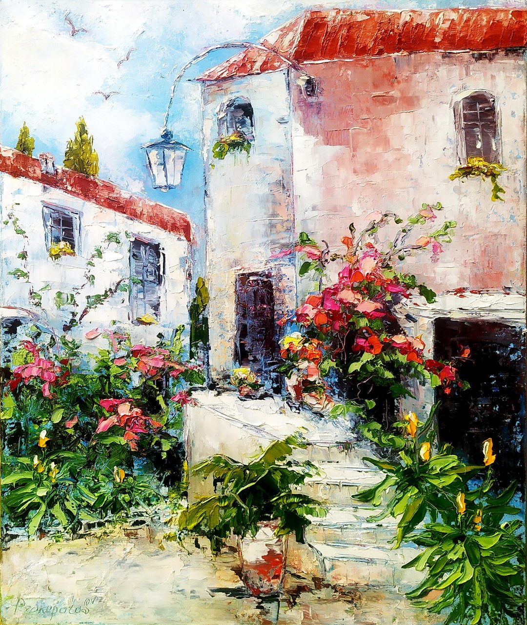 意大利绘画阿玛菲原创艺术厚涂油画 16x20 英寸（40 厘米 * 50 厘米） - 墙贴/壁贴 - 其他材质 橘色