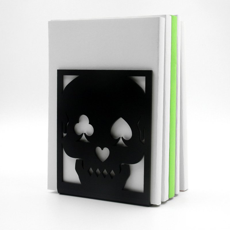 扑克 颅头骨 书座 家品装饰 Poker Skull Bookend - 收纳用品 - 塑料 黑色