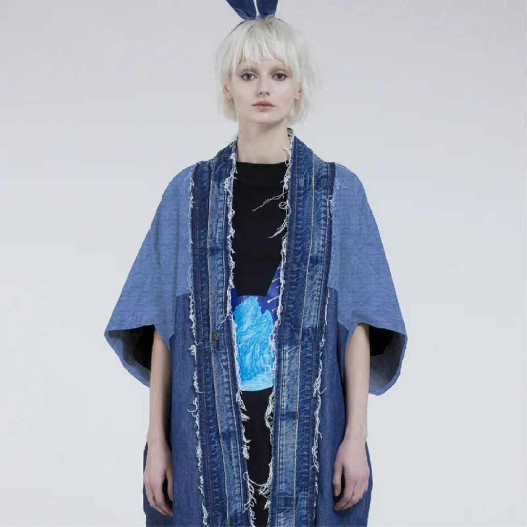 交叉袖长版kimono - 女装休闲/机能外套 - 棉 