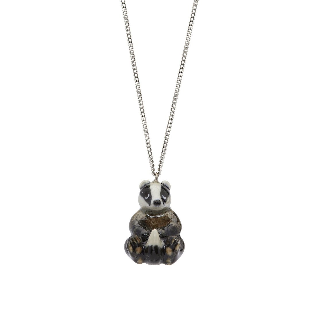 AndMary 手绘瓷项链-獾宝贝 礼盒包装 Sitting Badger Necklace - 项链 - 瓷 