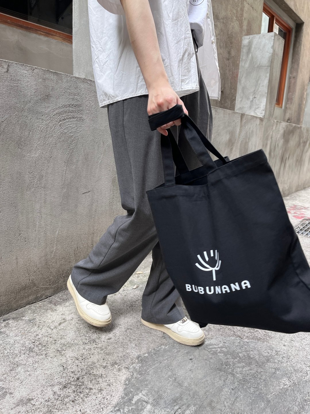 BUBUNANA品牌帆布袋 | 黑色 - 手提包/手提袋 - 棉 黑色