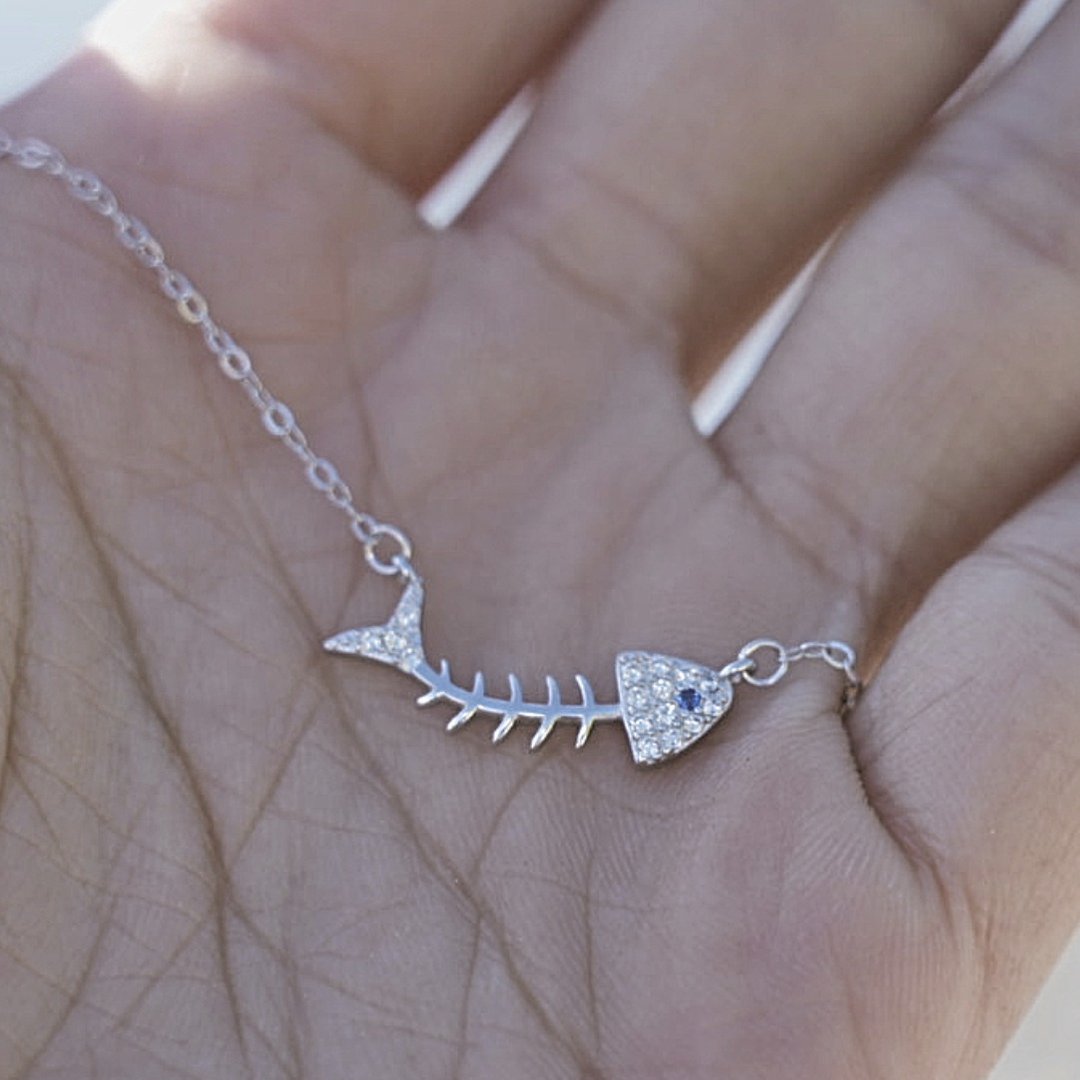 天生坏到鱼骨子里锁骨链 Fish Bone Necklace - 项链 - 纯银 银色