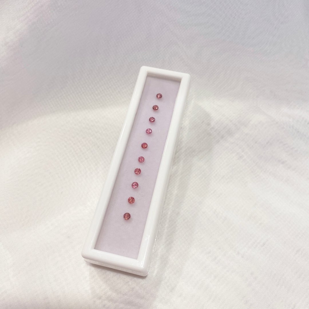 【裸石】碧玺 Tourmaline 配组宝石 3mm 圆形宝石 - 项链 - 宝石 粉红色