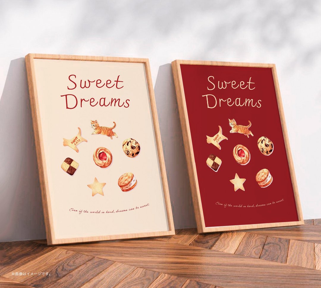 SWEET DREAMS_猫与饼干 / 原创海报 / A4 或 A3 尺寸 - 海报/装饰画/版画 - 塑料 白色