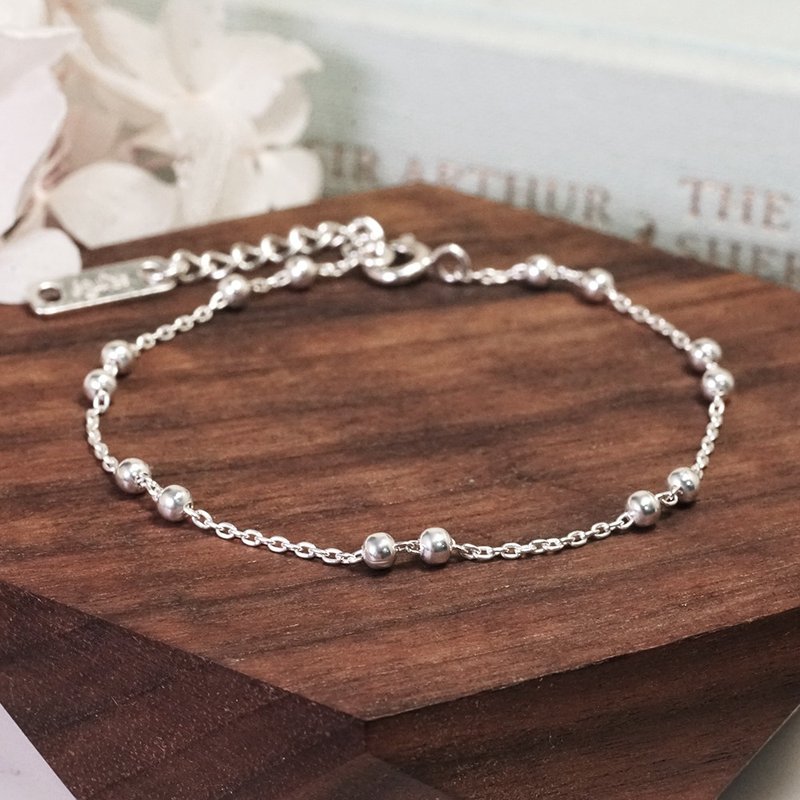 双圆珠设计 银珠手链 925纯银手链 女生手链 女生礼物 - 手链/手环 - 纯银 银色
