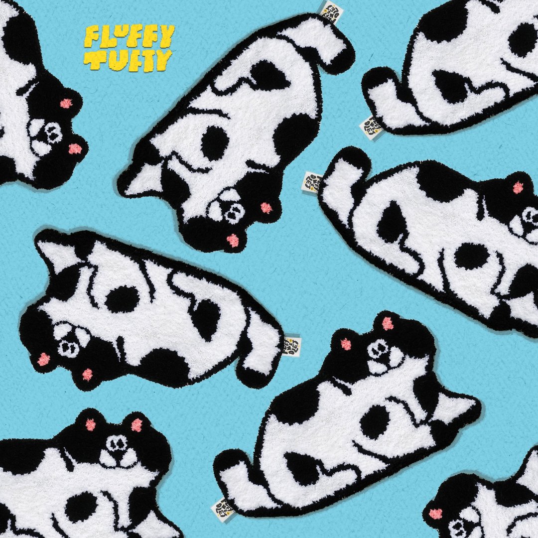 MADE TO ORDER - PANDA CAT FLUFFY TUFTY RUG - 地垫/地毯 - 其他材质 黑色