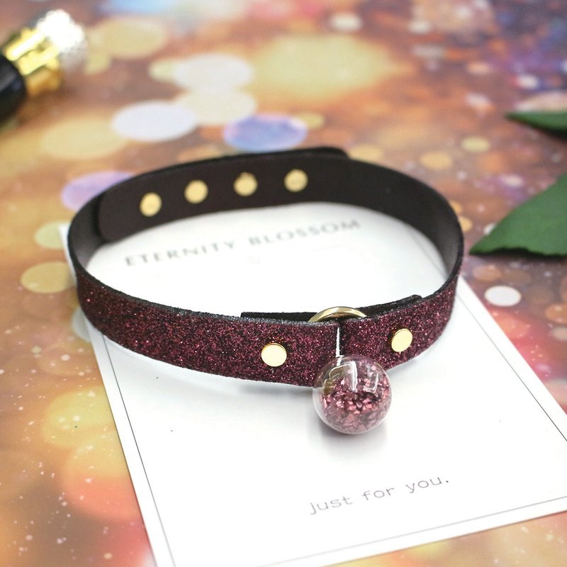Starry Sky 许愿球宝石红 Choker –粗款 - 项链 - 真皮 红色