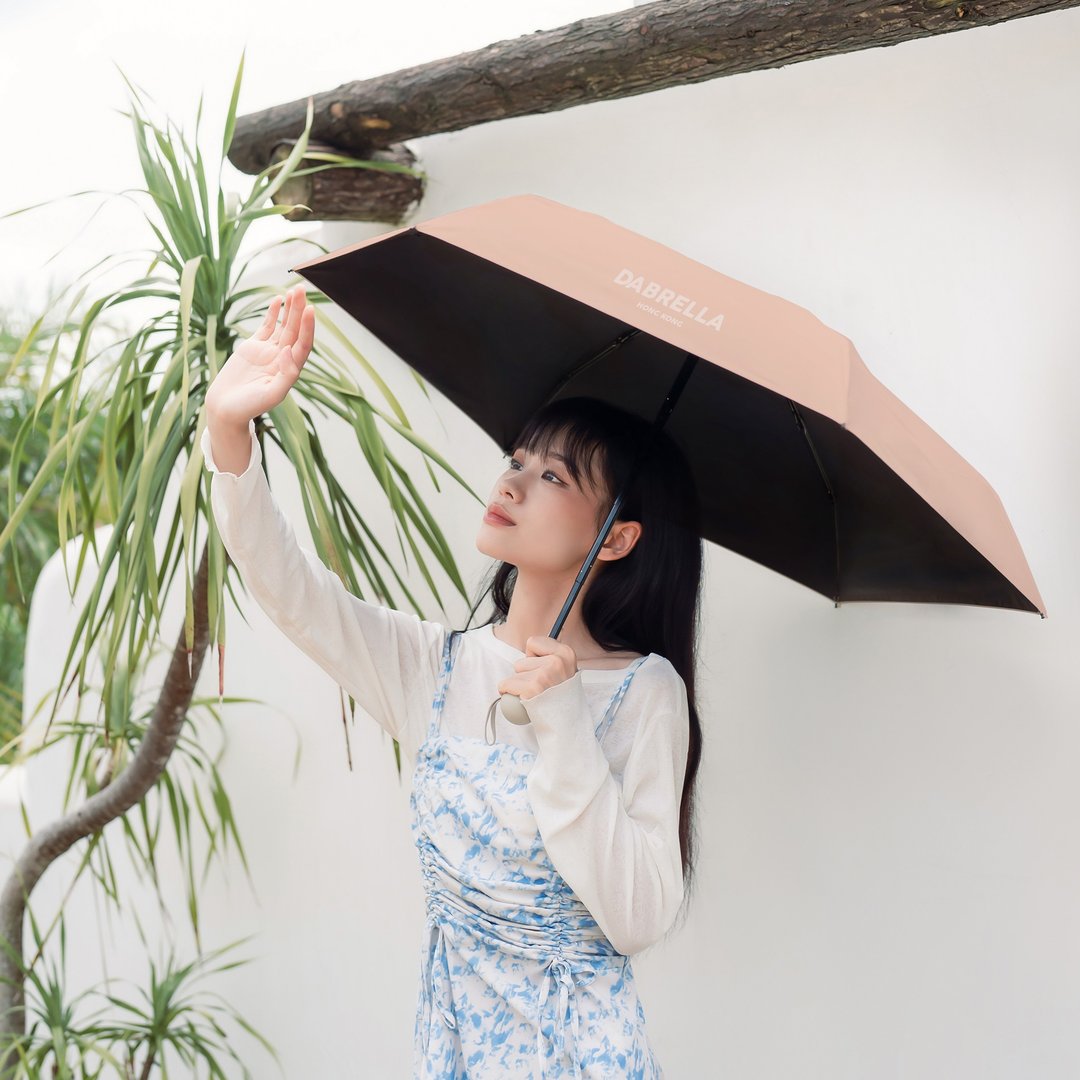 晴雨两用伞 轻雨伞推荐 防晒抗UV 折叠黑胶伞 女士伞礼物-西柚粉 - 雨伞/雨衣 - 防水材质 