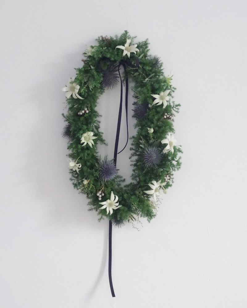 圣诞花圈 花彩 #01 下雪的雪松森林 - 干燥花/捧花 - 植物．花 