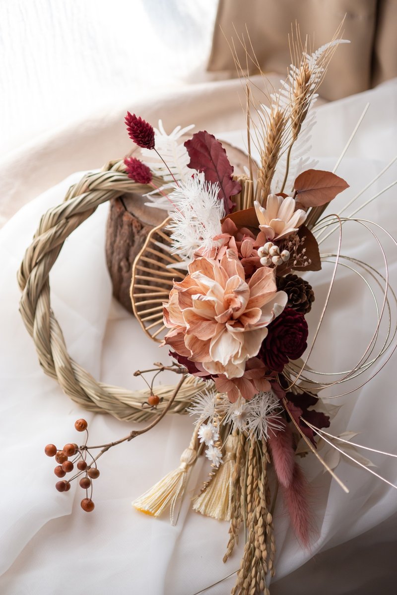 红韵迎春 | 酒红祈福注连绳 | 新春花礼 | 居家装饰 - 干燥花/捧花 - 植物．花 粉红色