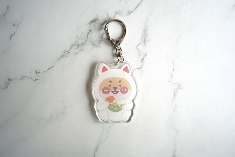 柴柴压克力吊饰-白色招财猫 - 钥匙链/钥匙包 - 其他材质 