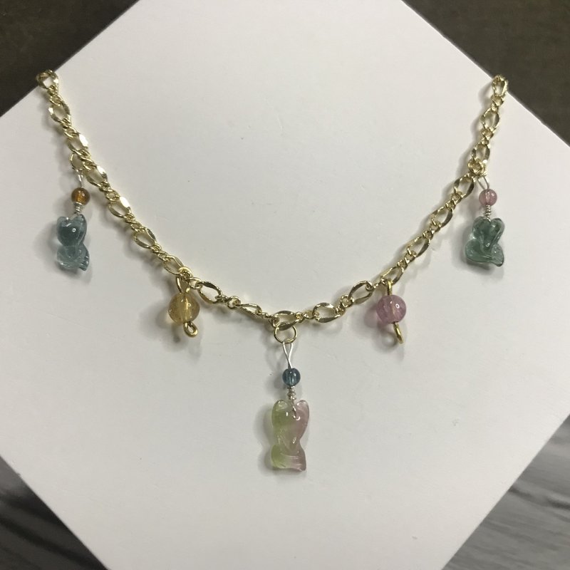 招财旺夫I西瓜蓝碧玺电气石Tourmaline14K手链I糖果狐狸I生日礼物 - 手链/手环 - 水晶 