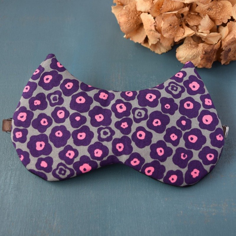 Animal Flower Cat　眼罩/免费送荷包/旅游/睡眠 - 眼罩 - 棉．麻 紫色