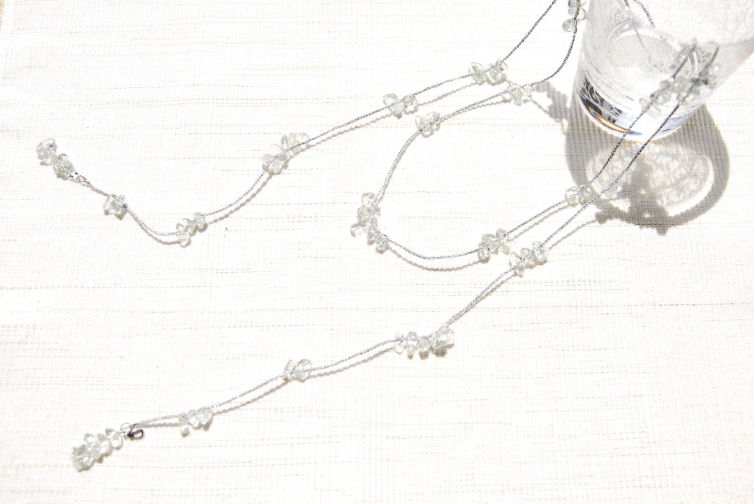 Green amethyst crochet necklace (also a long necklace) - 长链 - 宝石 绿色