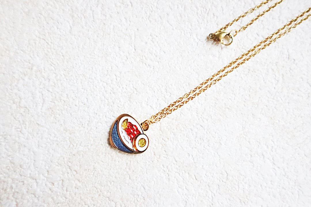 【卡片项链Card Necklace】台湾文化 食物款-鲁肉饭 - 项链 - 其他金属 金色