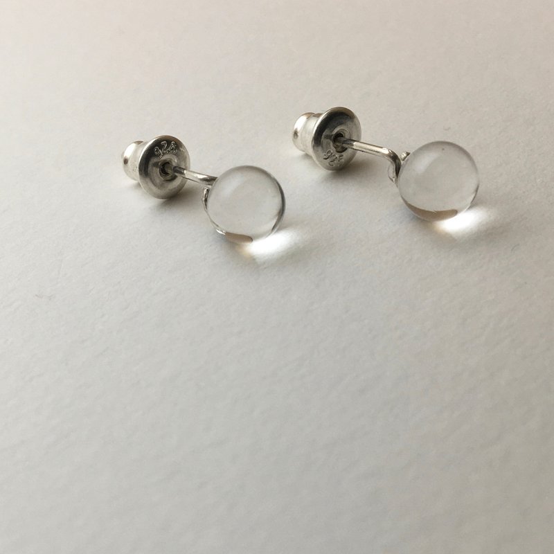 圆形水滴 - 耳环/耳夹 - 玻璃 透明