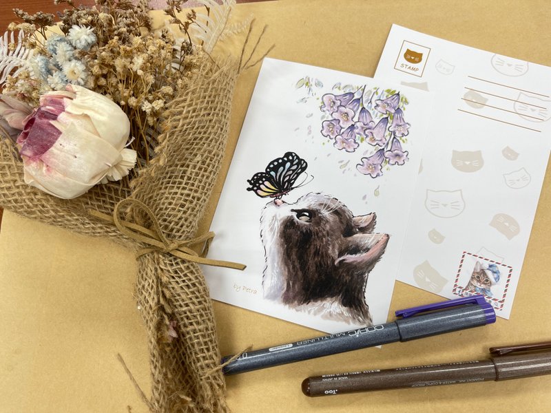 \ 假猫奴系列 / 猫猫与蝴蝶万用明信片 - 卡片/明信片 - 纸 