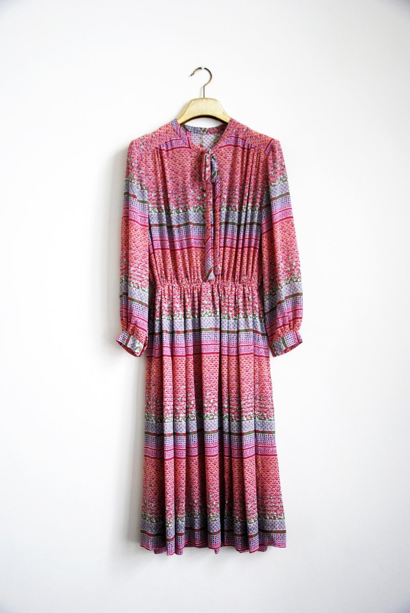 古着碎花绑带洋装 - 洋装/连衣裙 - 其他材质 