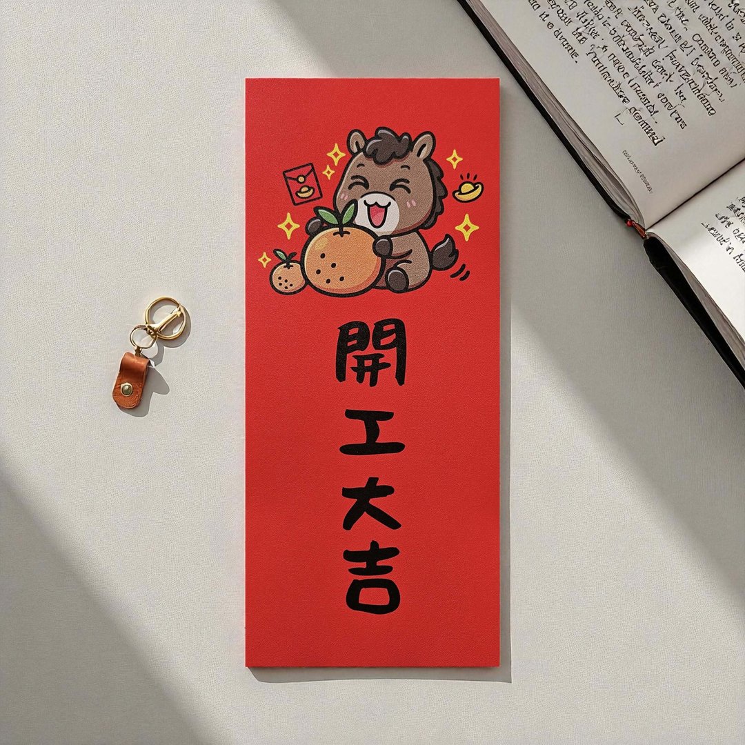 马年开工大吉 2026 原创插画 马年春联 套装对联 长方型 - 红包/春联 - 纸 