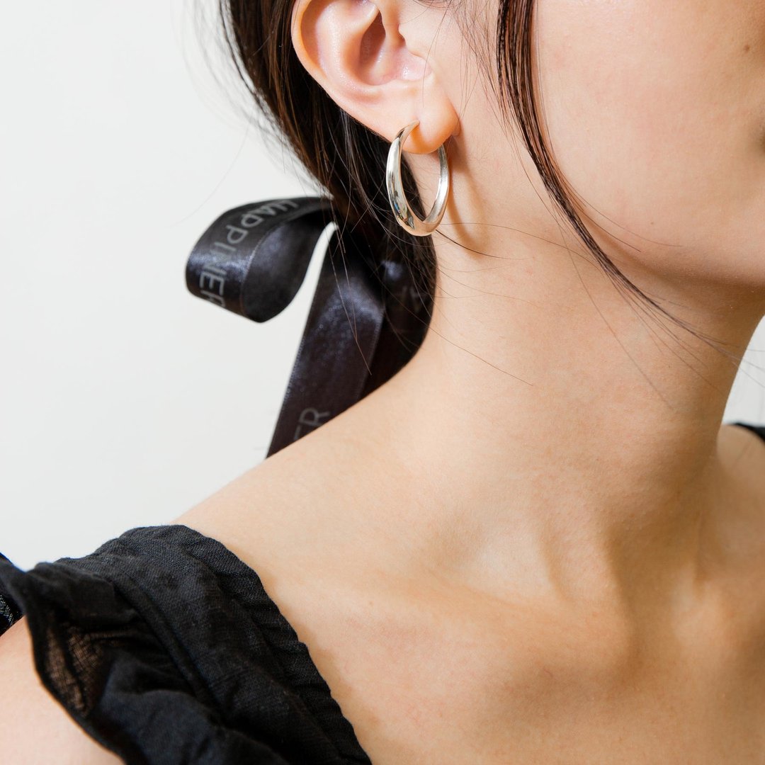 Silver Hoop Earrings纯银圈型耳环 圈圈耳环 (L)31mm 耳针/夹式 - 耳环/耳夹 - 纯银 