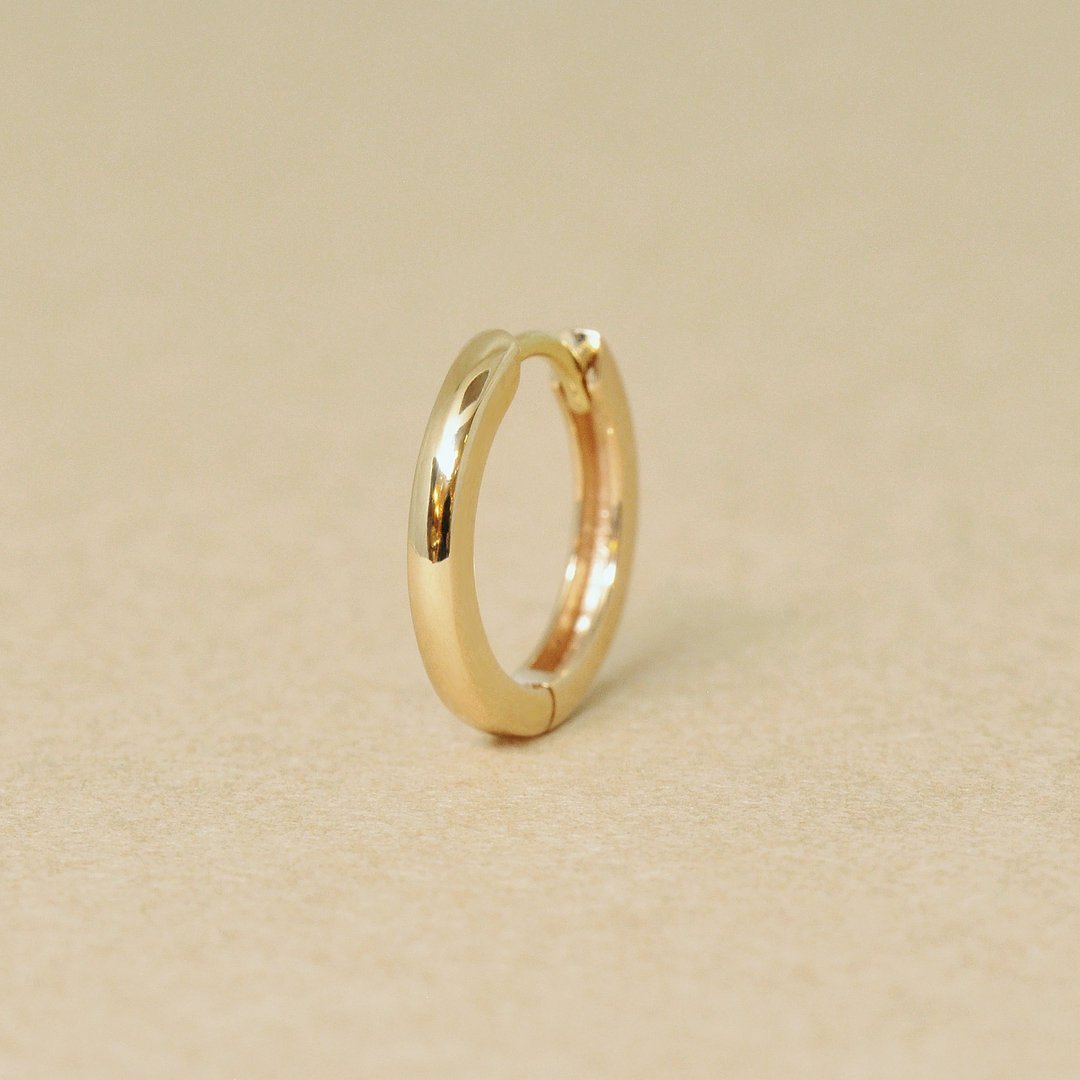 【Solo Earring】 14K/10K 易扣圈形单边耳环 (小) (黄金) - 耳环/耳夹 - 贵金属 