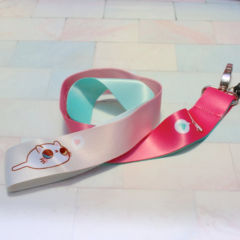 肉球识别证挂绳/手机挂带/吊绳/识别带-养我一辈子 - 挂绳/吊绳 - 棉．麻 粉红色