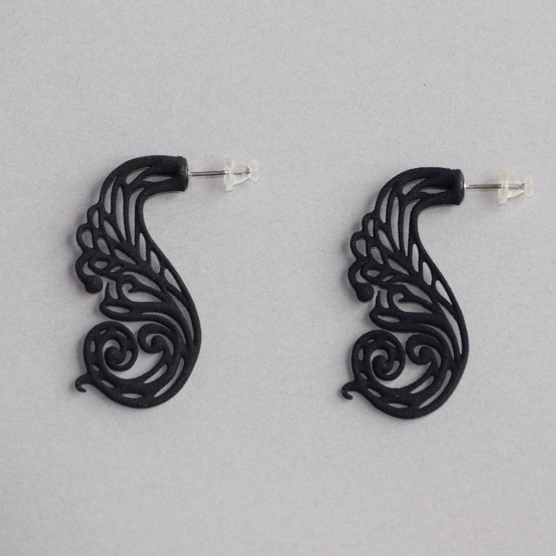 mollis black earrings - 耳环/耳夹 - 塑料 黑色