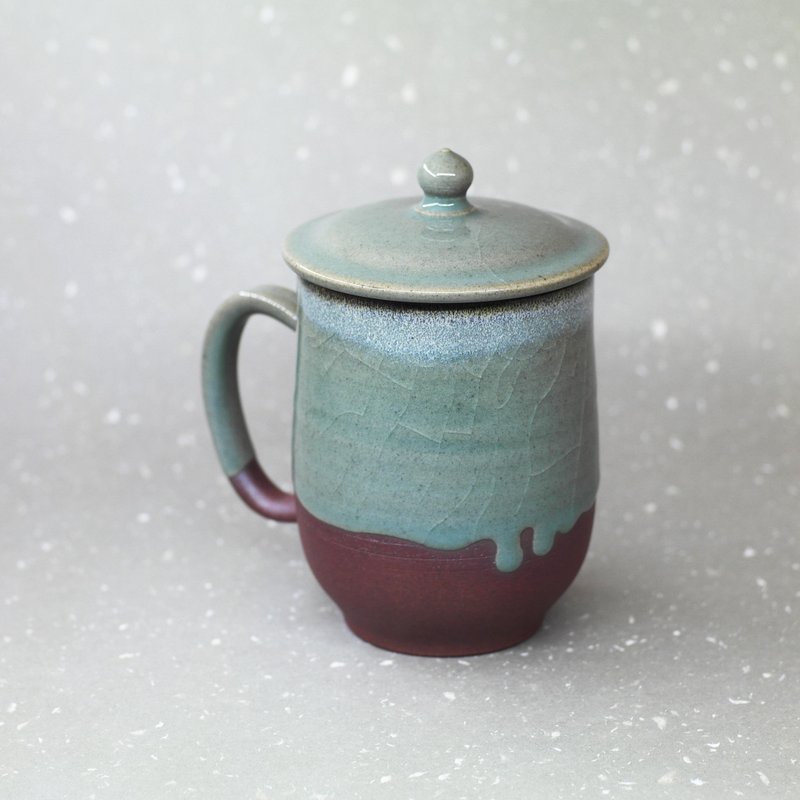 禅风 青瓷 流釉盖杯 手作陶器 - 茶具/茶杯 - 陶 