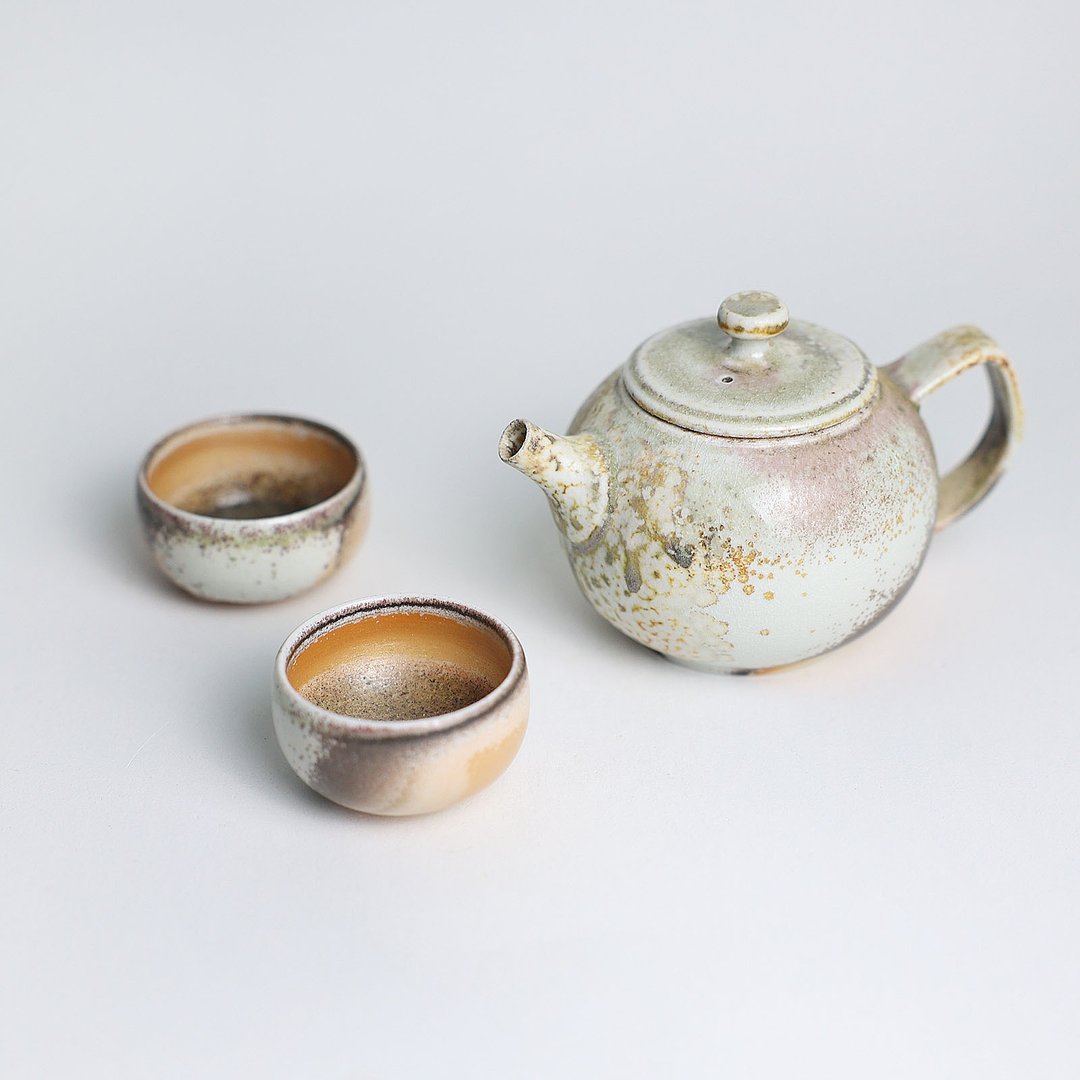 明芽窑 l 柴烧白瓷自然釉茶壶两杯组 H3 - 茶具/茶杯 - 瓷 多色