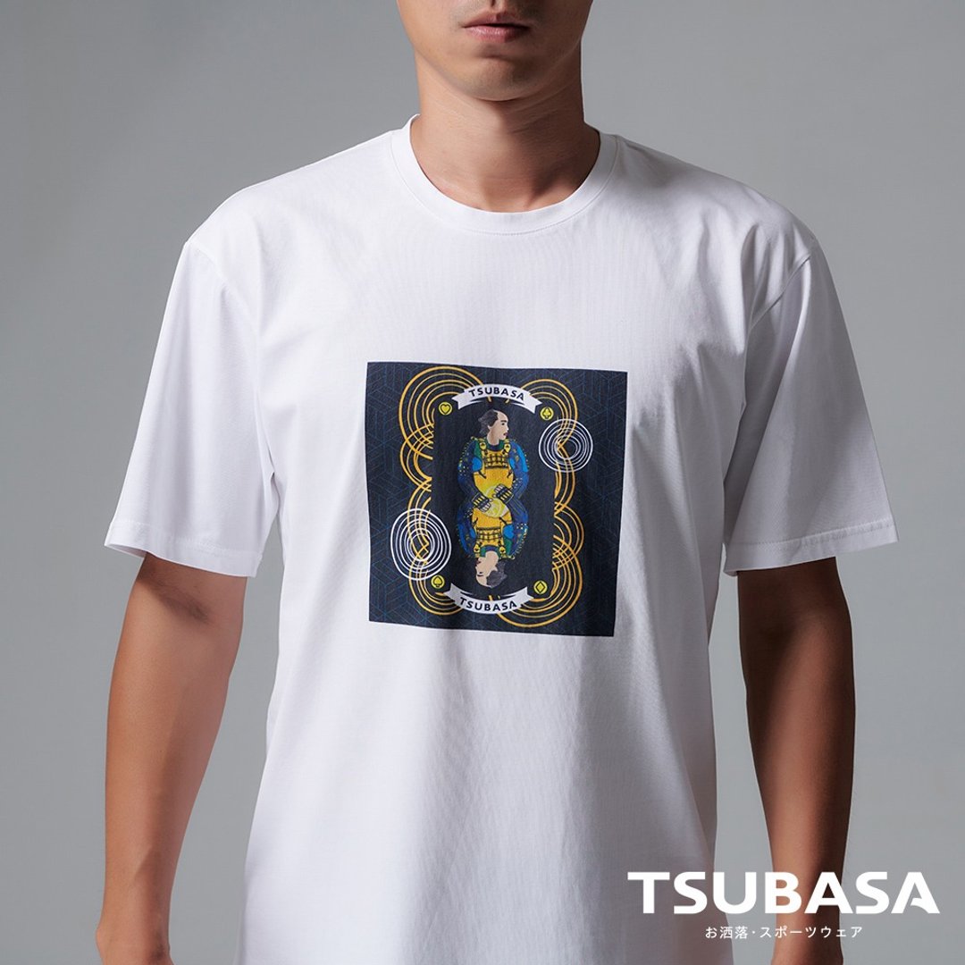 YAMATO联名款 圆领白T-shirt  男忍者与篮球图案 情侣装 短袖 - 男装上衣/T 恤 - 棉 白色