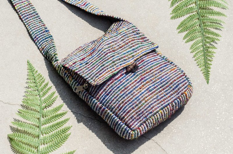 民族风编织包 纱丽线相机包 手机包-手织布纱丽布 彩虹星辰 银河 - 侧背包/斜挎包 - 丝．绢 多色