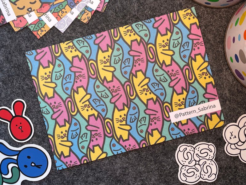 【明信片】猫鱼系列 Cat&fish_pmg_B_荷兰纸 - 卡片/明信片 - 纸 多色