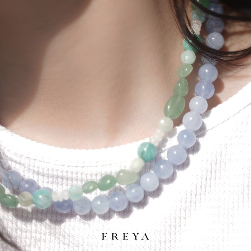 FREYA 天河石项链-东陵石 天河石/亚马逊石 勇气财富宝石 自信 - 项链 - 纯银 