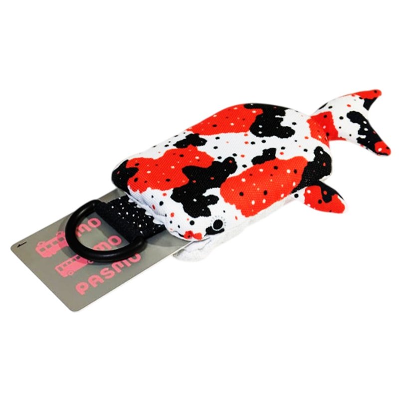 带卷轴的通行证盒、卡盒、月票、鲸鲨 - 证件套/卡套 - 棉．麻 红色