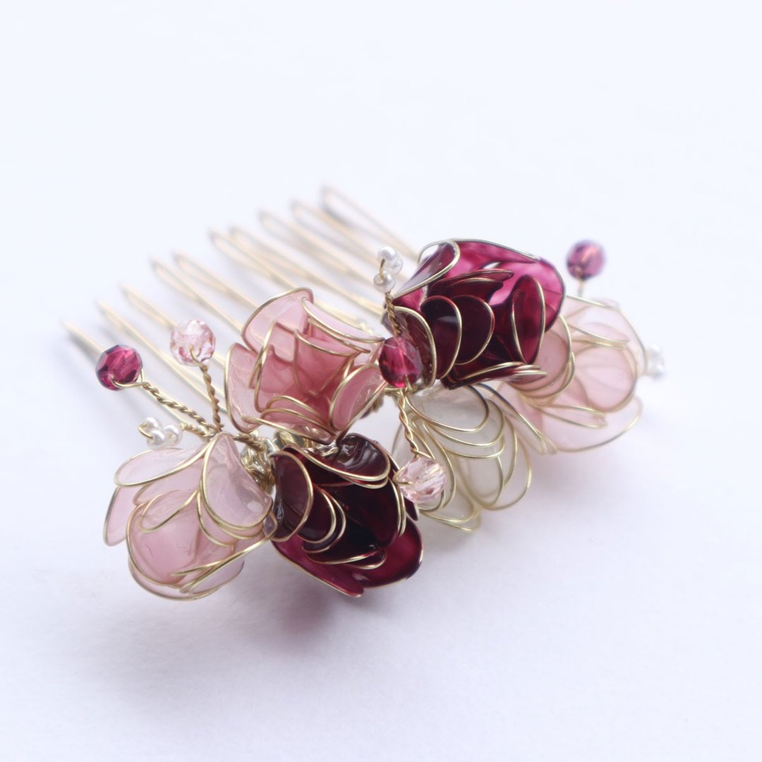 Hair Ornament Pink and engine color - 发饰 - 其他材质 