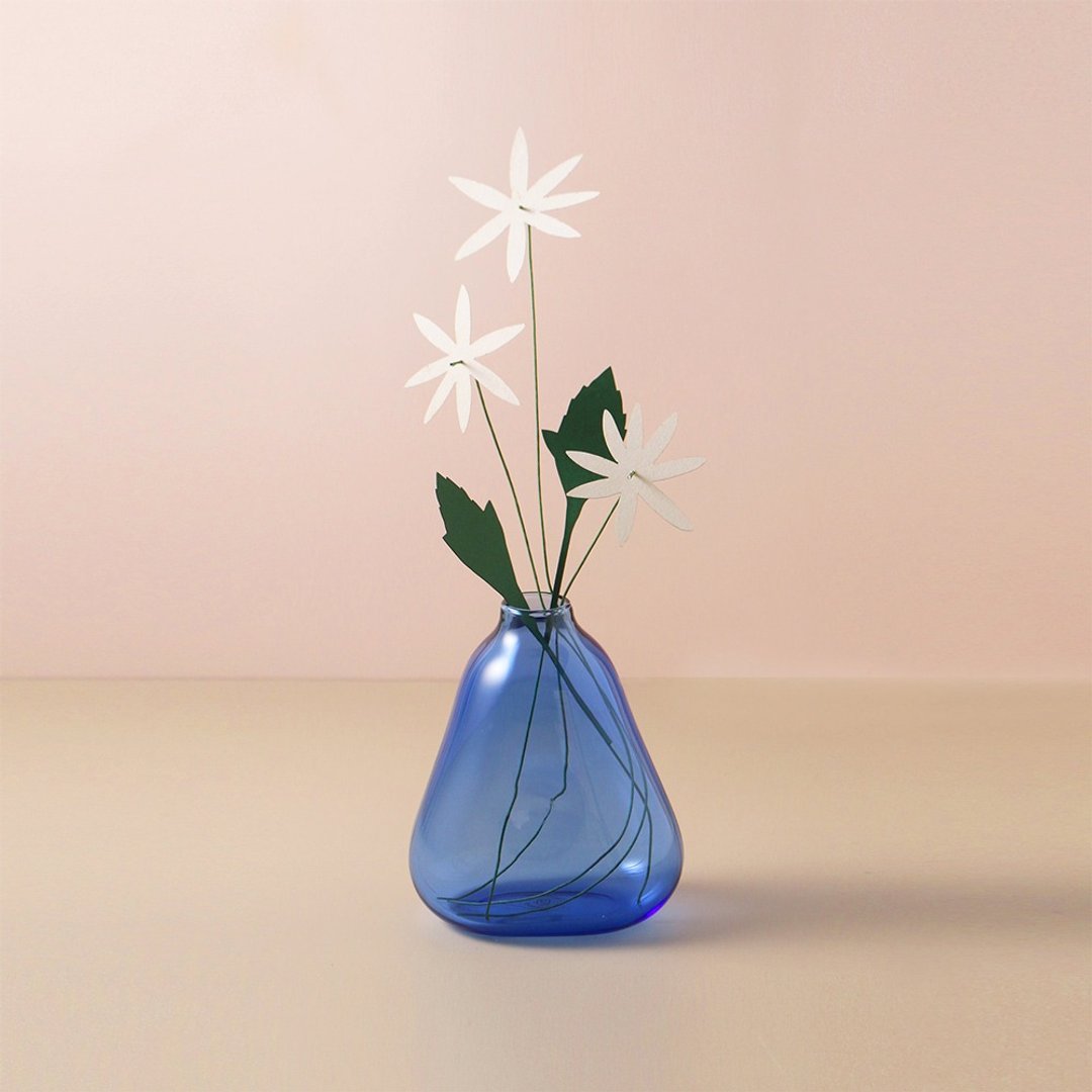 好玻 x 纸物-小花日盒/花器礼盒组-Adorable&茉莉花 - 花瓶/陶器 - 纸 白色