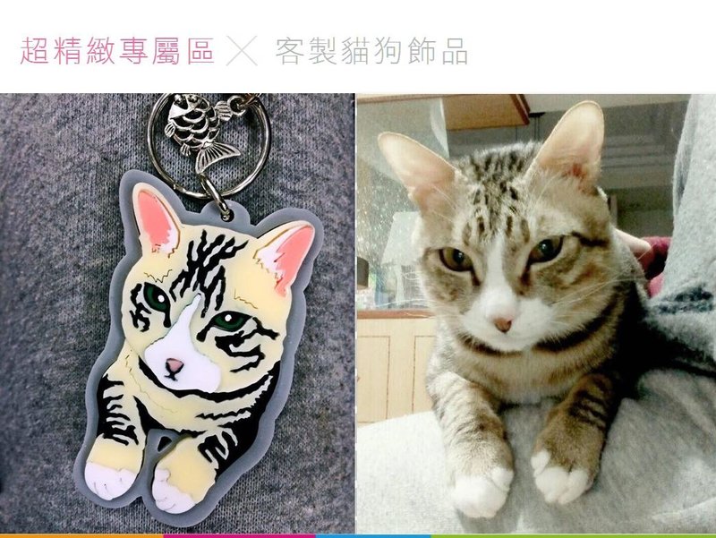 力克鸭♣彩色猫咪♣(定制化)专属精品钥匙圈/项链【大头】 - 项链 - 压克力 多色