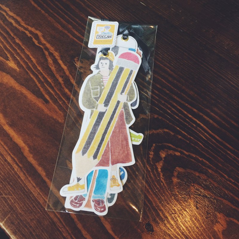 Kazy x Toolss 铅笔少女 橡皮先生 直尺四兄弟 文具书签 - 卡片/明信片 - 纸 蓝色