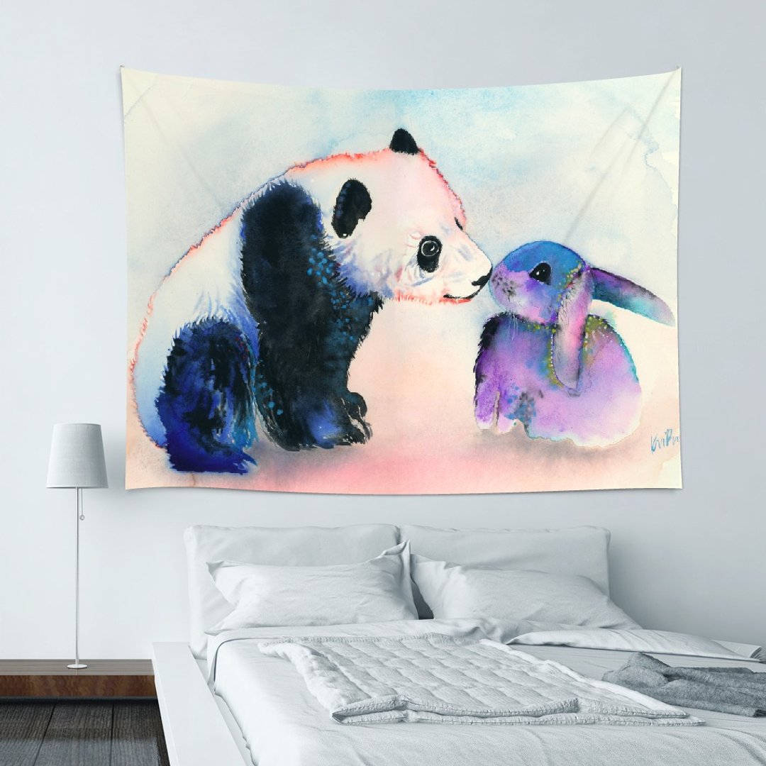 ▷Umade◀Panda & Bunny Love【L】-家饰Home Decor 壁幔Wall Tapestry 墙壁装饰 壁画 居家布置 挂画 摆设 室内设计 活动布置- Krista Bros【L 150x200cm】 - 摆饰 - 其他材质 