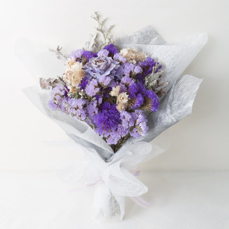 Kinki手作 一起老去 紫白色夏日干燥毕业花束 典雅浪漫风格 闺蜜祝福花束 情人告白花束 离职送别花束 - 植栽/盆栽 - 植物．花 紫色